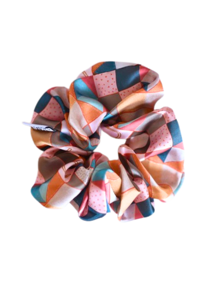 Vintage Patchwork Scrunchie Cowgirl Hair Accessory