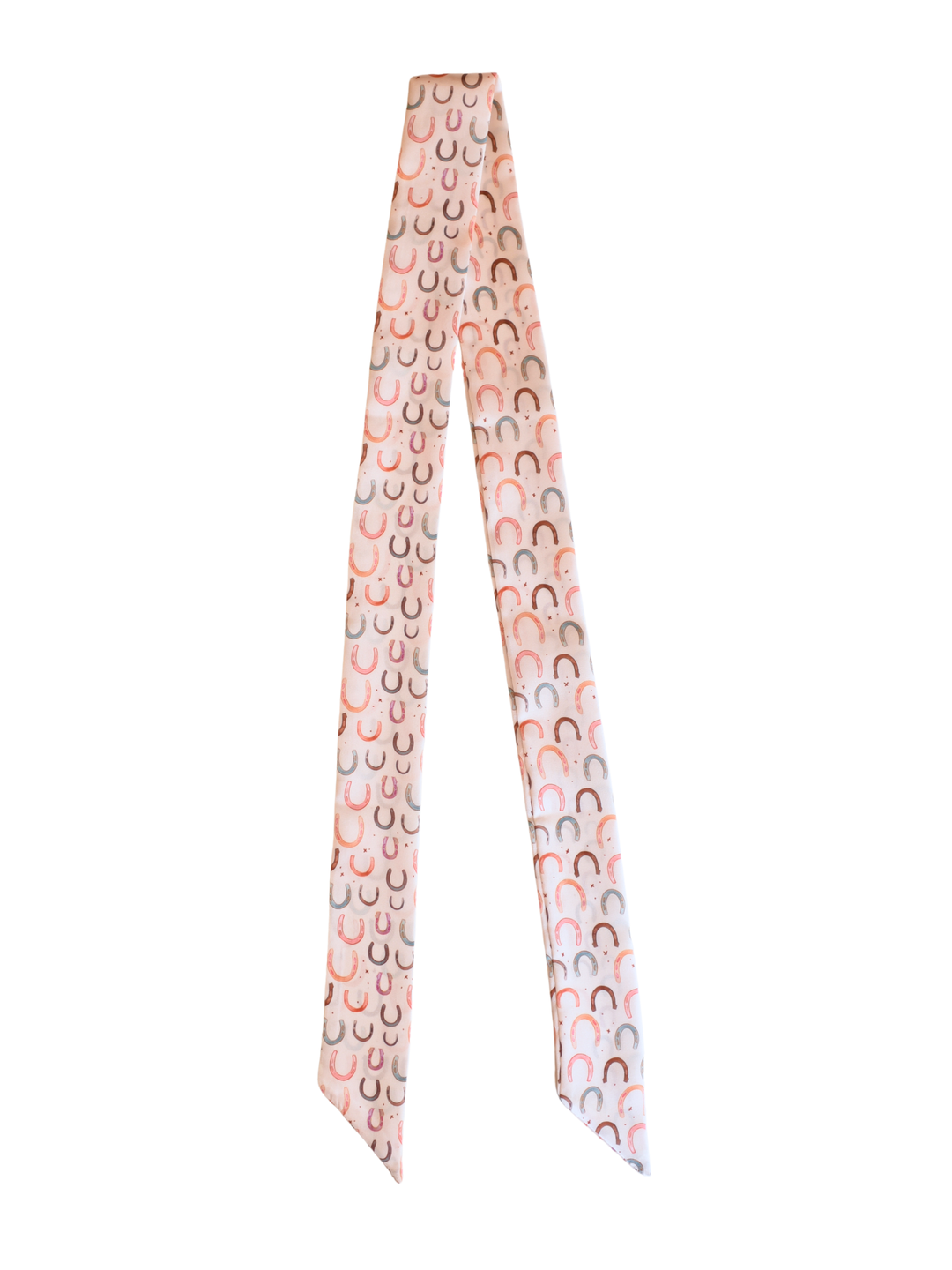 Colorful Lucky Horseshoes Twilly Soft Satin Chiffon Western Cowgirl Scarf