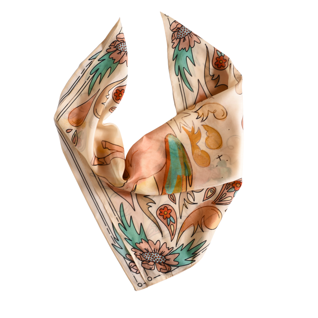 Summer Ride: Western Scarf Bandana Silk Tencel Cowgirl Wild Rag