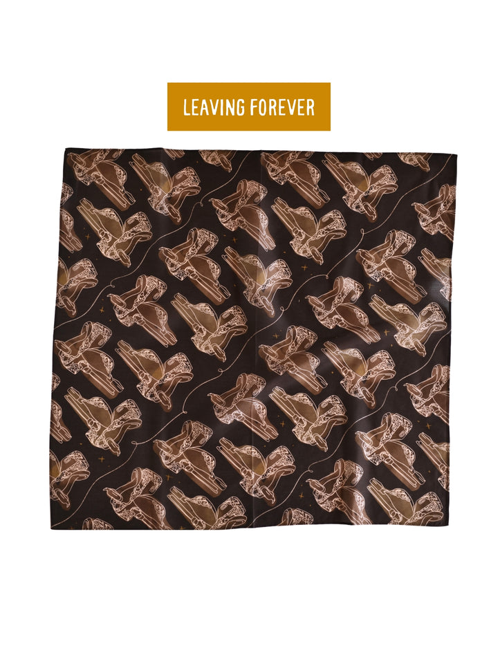 Western Saddle in Arena Brown Silk Scarf Wild Rag