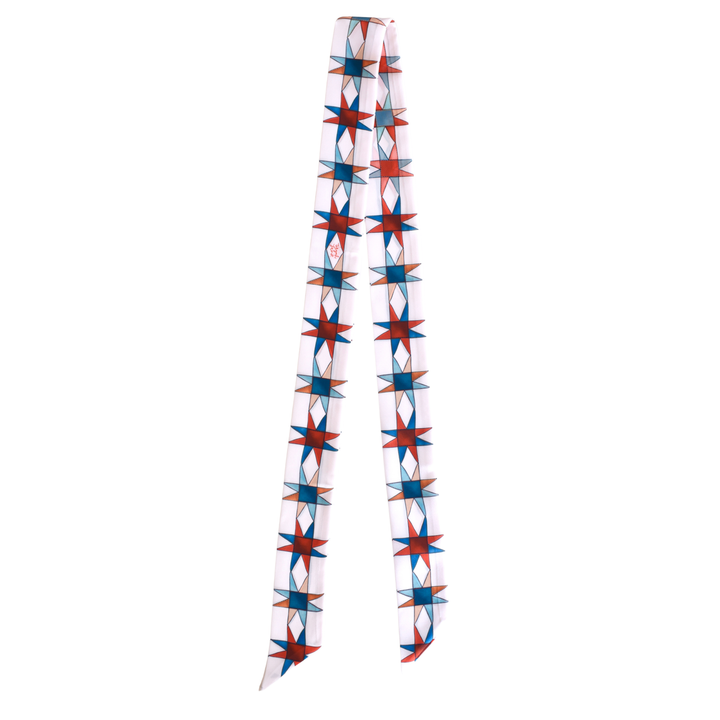 Americana Stars Western Twilly Scarf: Patriotic Cowgirl Satin Silky Scarf