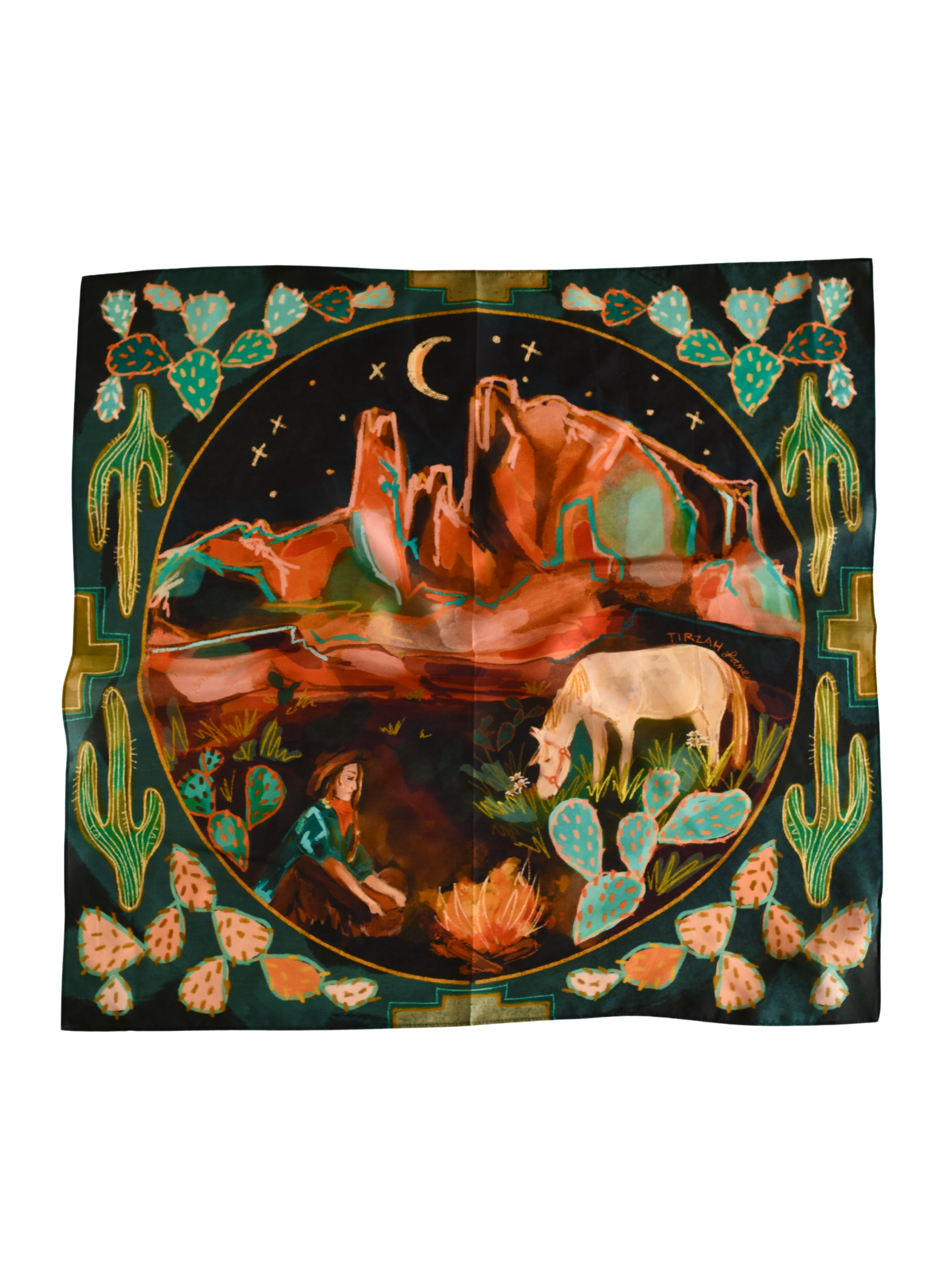 Desert Nights Large 100% Mulberry Silk 35x35: Western Wild Rag Cowgirl ...