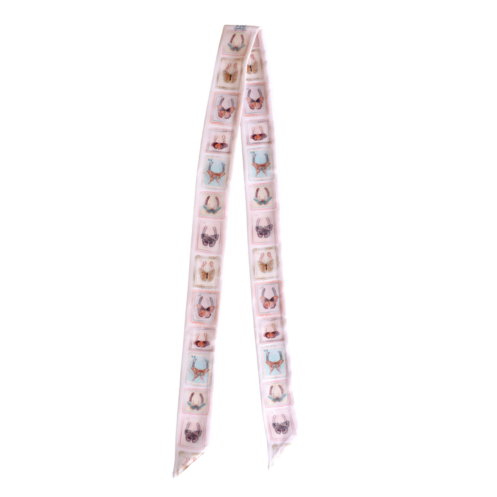 Postal Field Study Twilly Scarf in Almond: Vintage Western Botanical Satin Chiffon Scarf