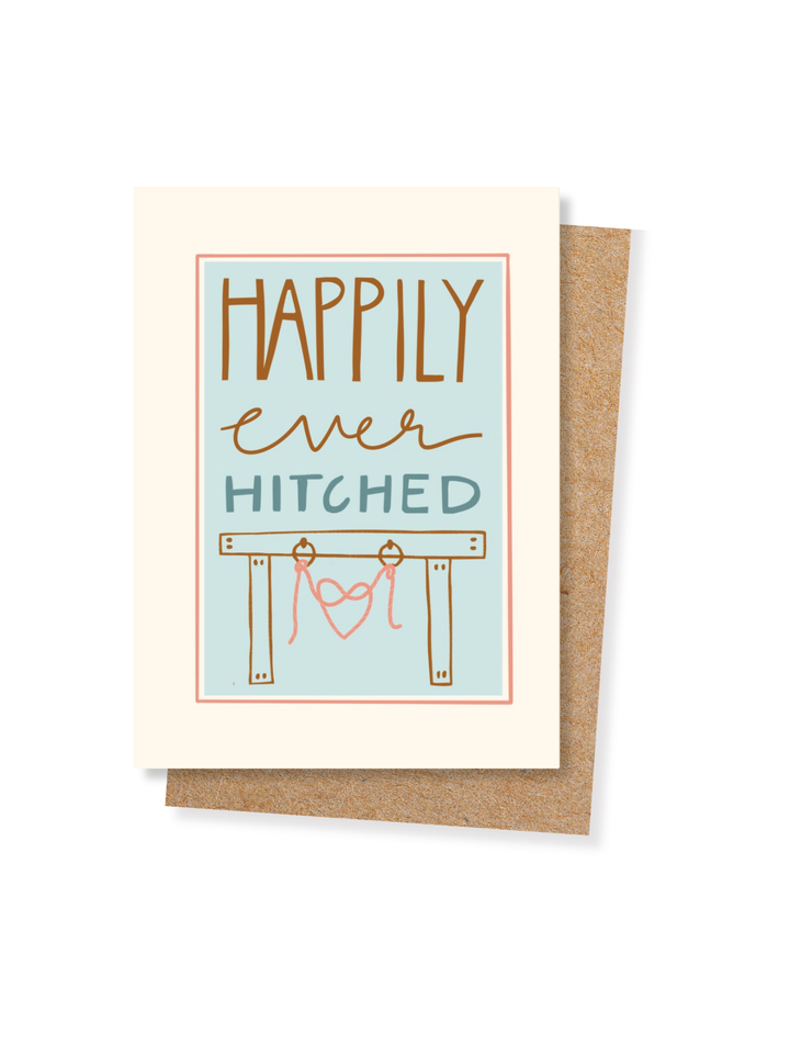 Happily Ever Hitched Western Wedding Congratulations Card — Rustic Cowboy Bride and Groom Gift