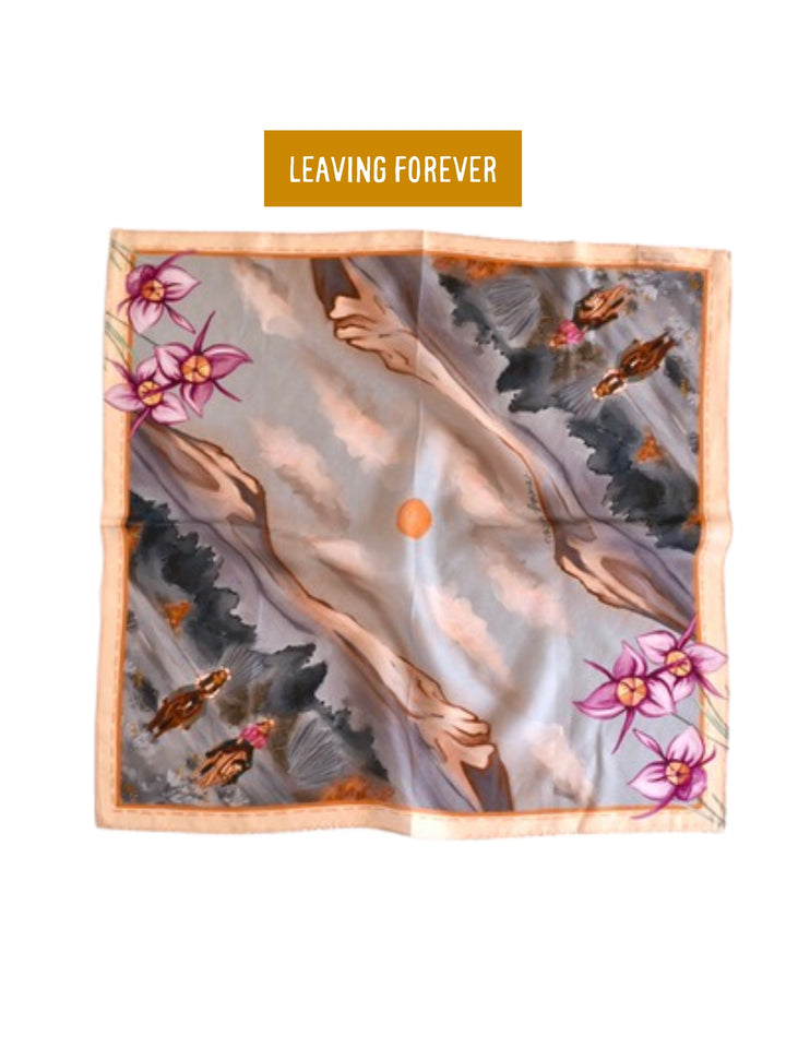 High Desert Trail Ride Western Floral Mountain Silk Scarf