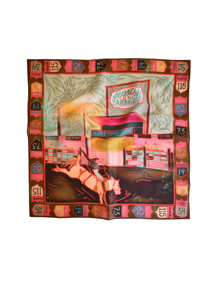 Night at the Arena Rodeo Silk Western Scarf Wild Rag