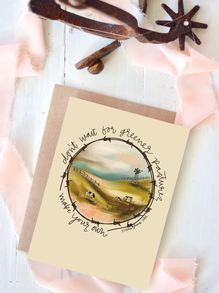 Greener Pastures Blank Greeting Card for Everyday