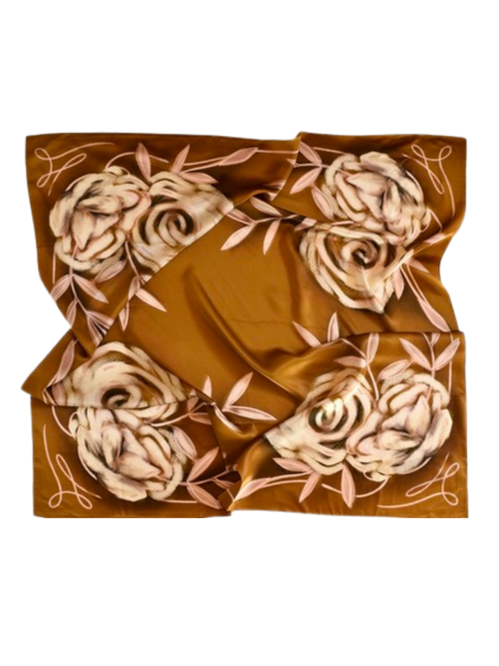 Rustic Wild Roses Large 100% Mulberry Silk 35x35: Wild Rag Scarf