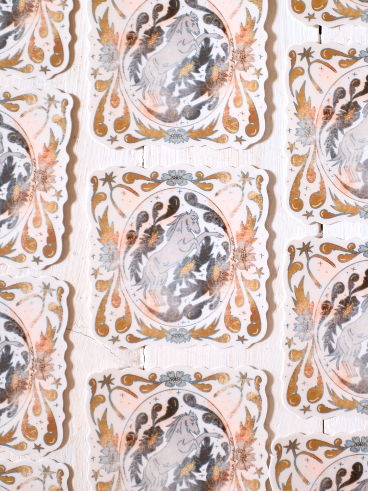 Bloomin' Bronc Western Cowgirl Waterproof Sticker