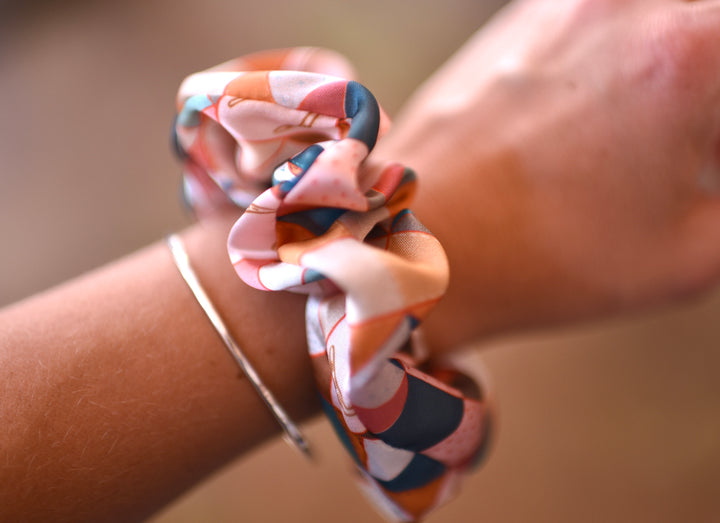 Vintage Patchwork Scrunchie Cowgirl Hair Accessory