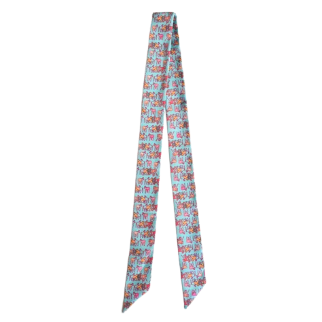Mustangs Meadows Twilly Scarf in Turquoise: Western Horse Cowgirl Silky Scarf