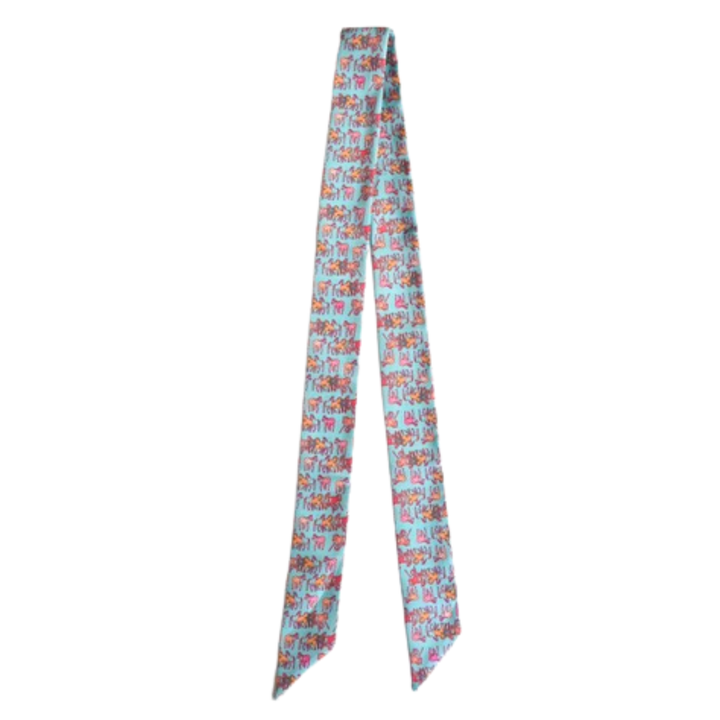 Mustangs Meadows Twilly Scarf in Turquoise: Western Horse Cowgirl Silky Scarf