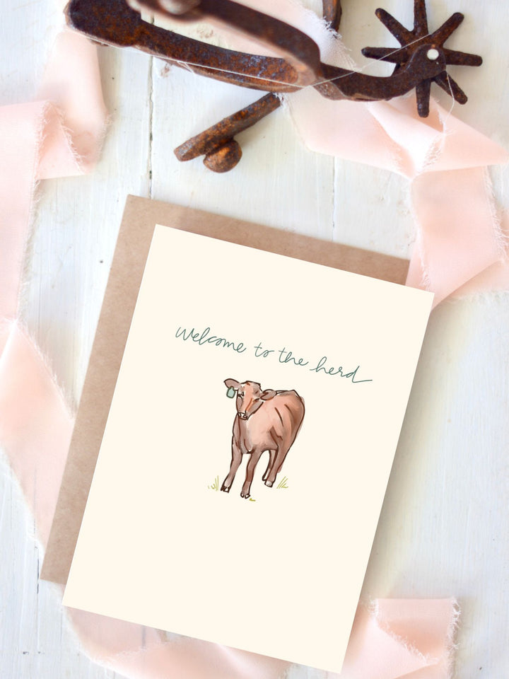 Welcome to the Herd Western Baby Shower Greeting Card — Nursery New Baby Gift