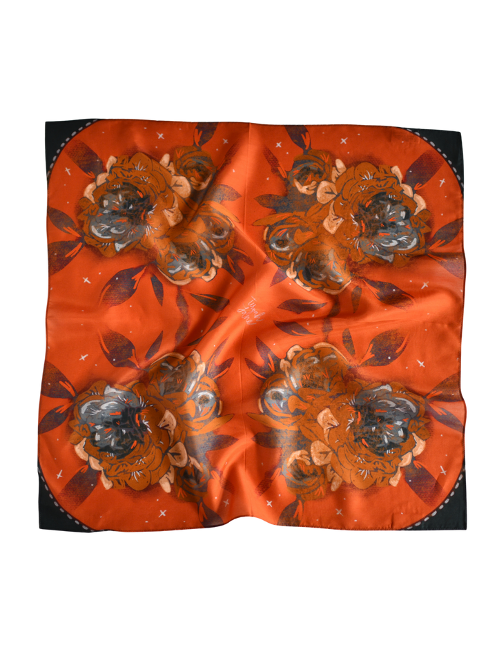Frontier Blooms Wild Rag Western Silk Scarf