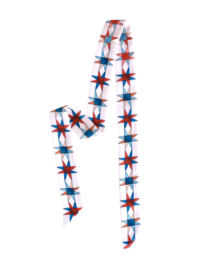 Americana Stars Western Twilly Scarf: Patriotic Cowgirl Satin Silky Scarf