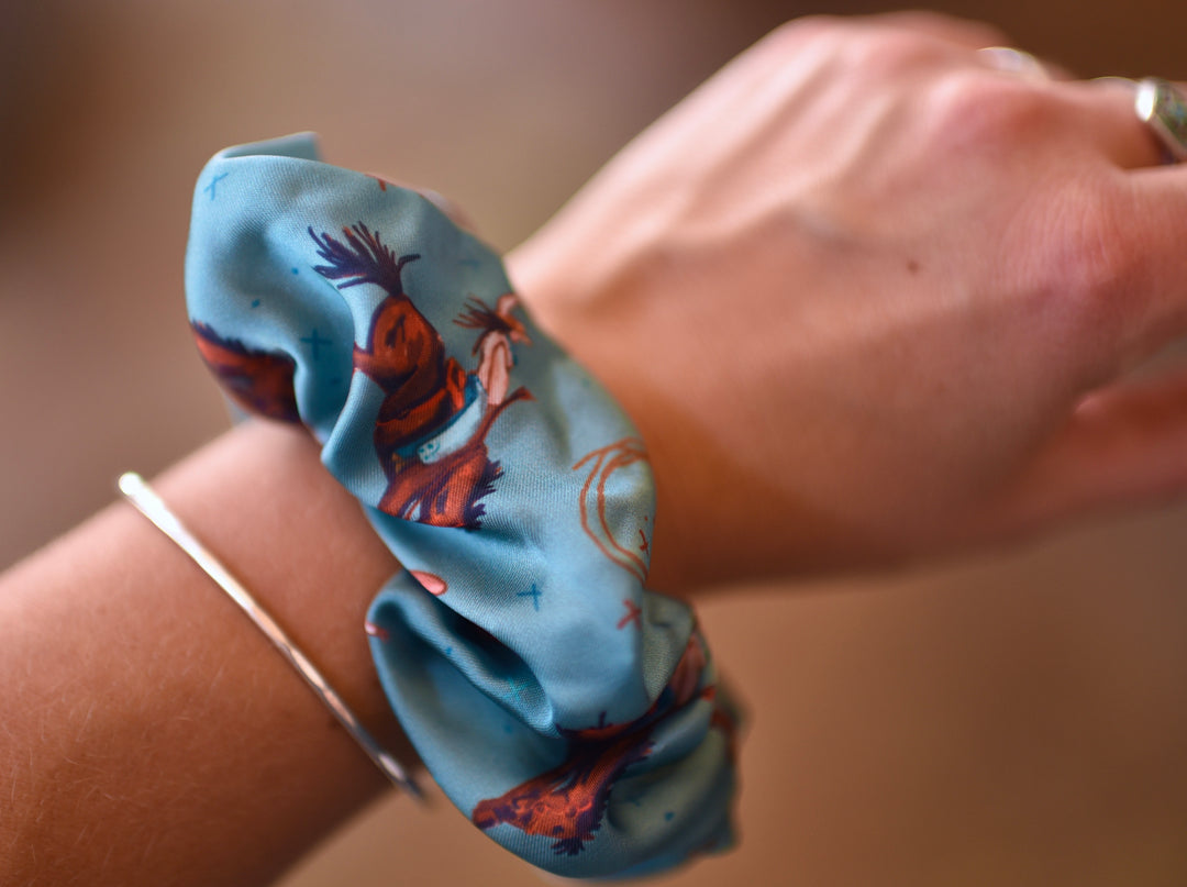 Buckin' Bronc in Blue Sage Scrunchie Cowgirl Hair Accessory