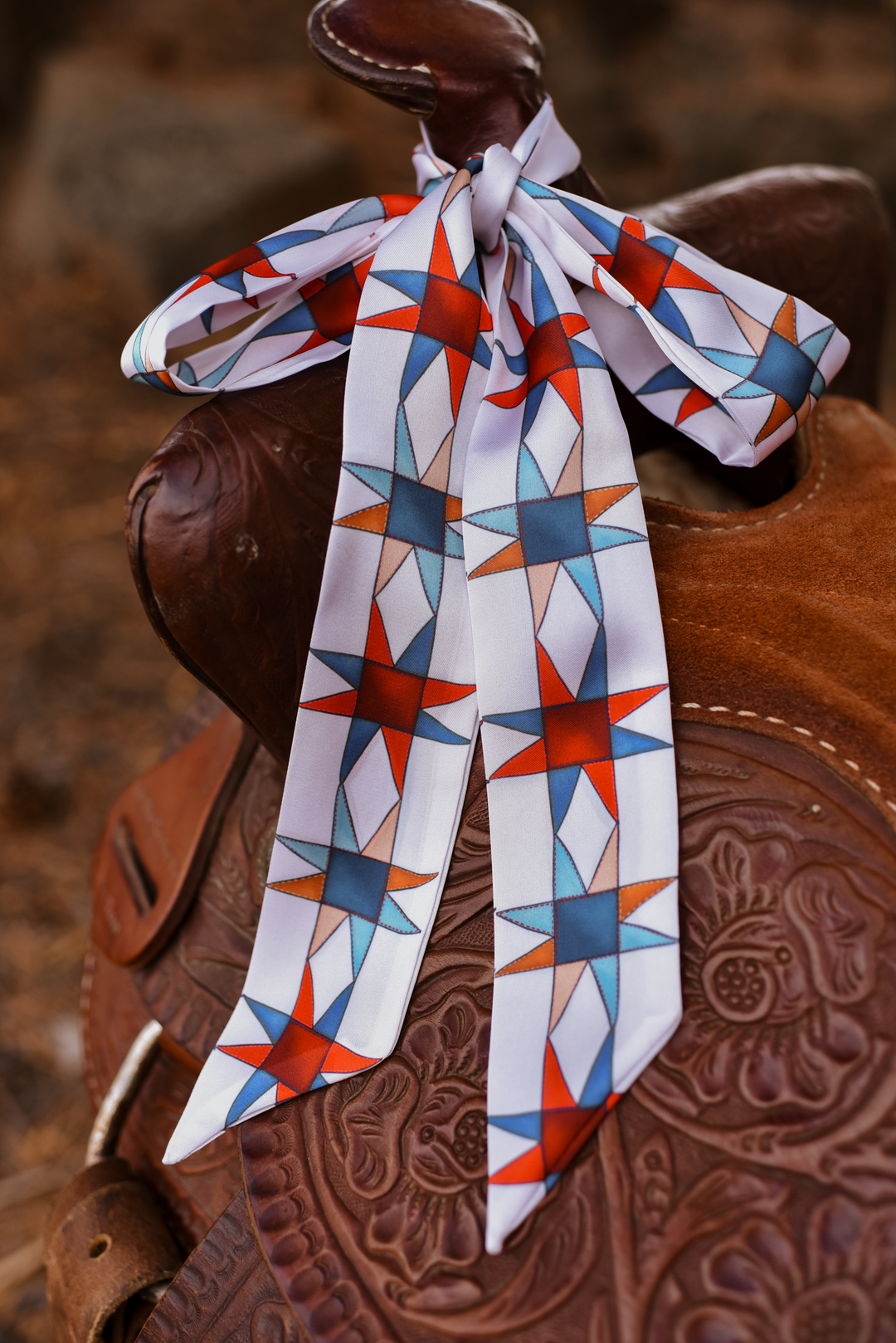 Americana Stars Western Twilly Scarf: Patriotic Cowgirl Satin Silky Scarf