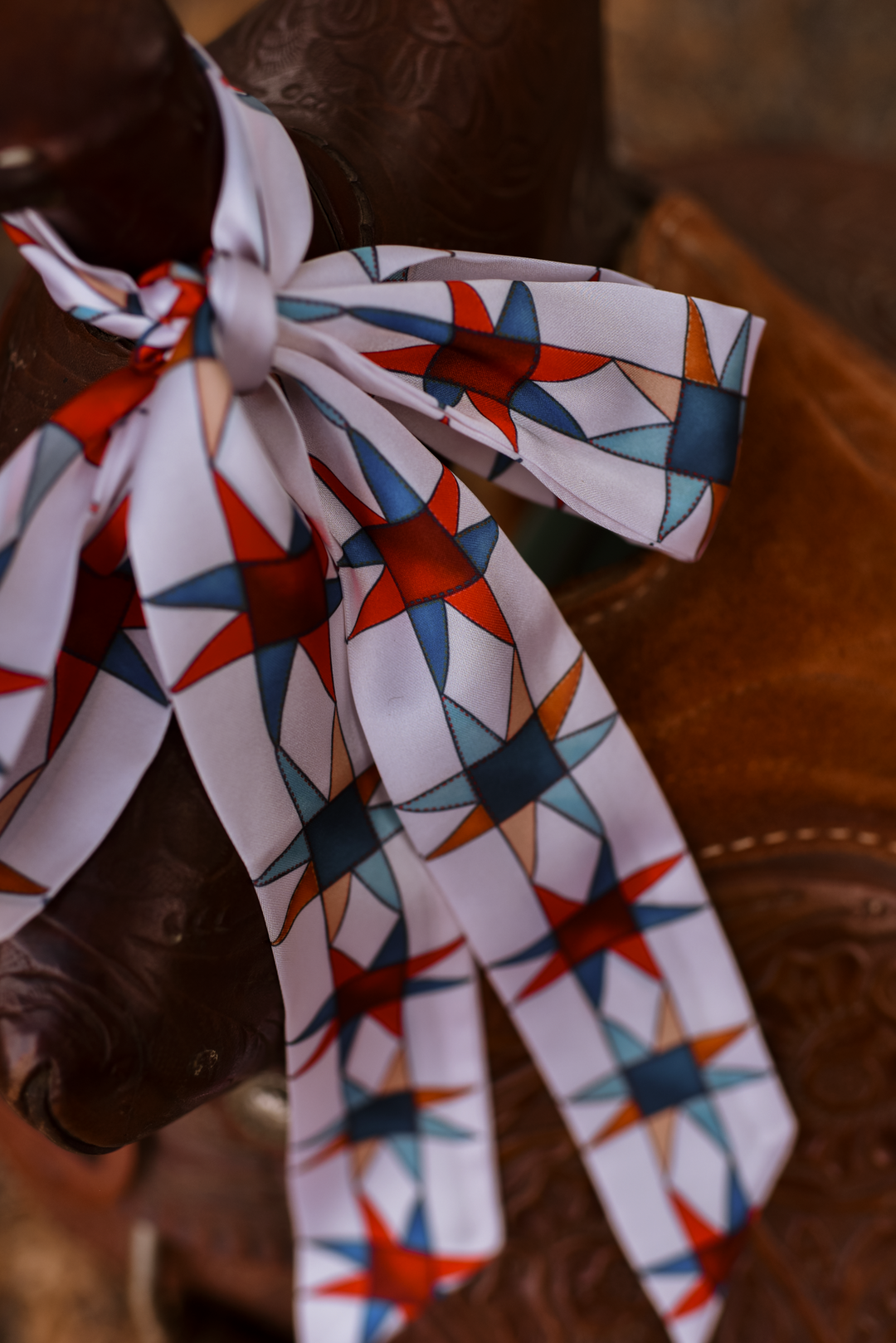 Americana Stars Western Twilly Scarf: Patriotic Cowgirl Satin Silky Scarf