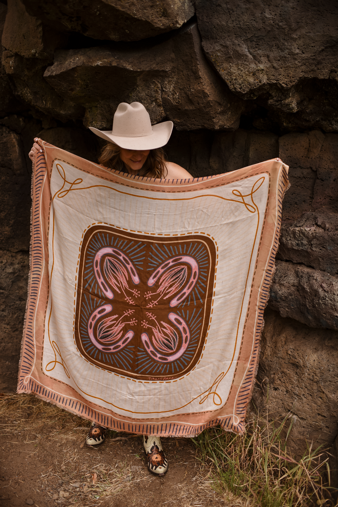 "Western Dreams" XL Fringe Modal Bandana in Dusty Rose Soft Oversized Wrap