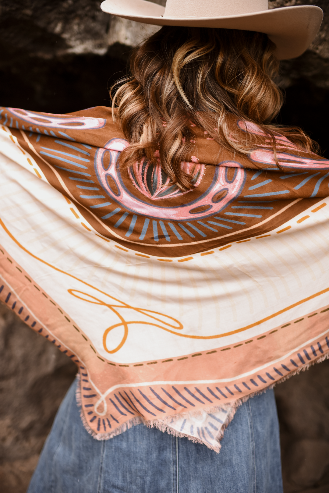 "Western Dreams" XL Fringe Modal Bandana in Dusty Rose Soft Oversized Wrap