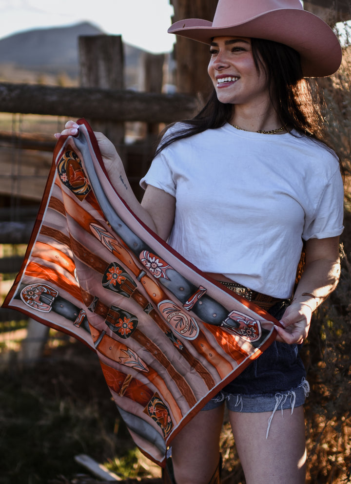Belts and Buckles Wild Rag Western Silk Scarf