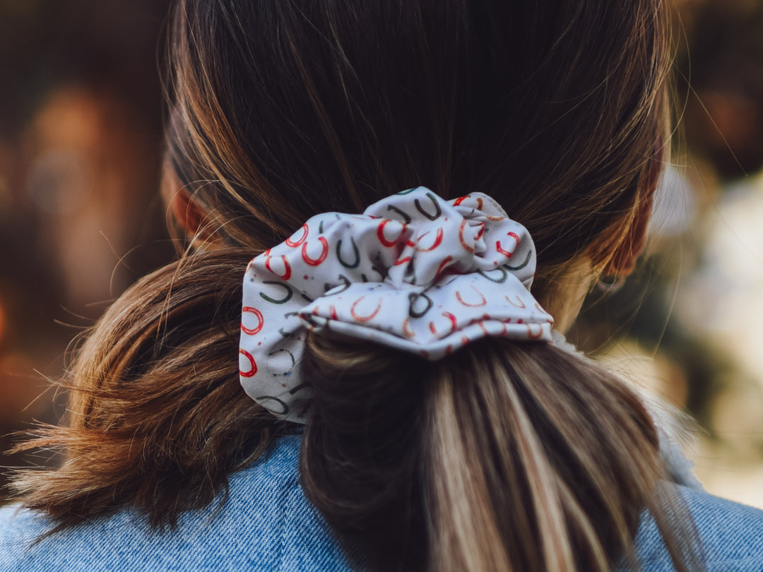 Lucky Cowgirl Colorful Horseshoes Scrunchie Cowgirl Hair Accessory