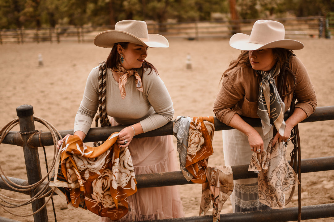 Rustic Wild Roses Wild Rag Western Silk Scarf