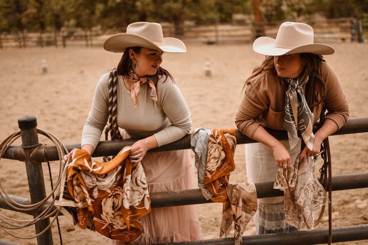 Rustic Wild Roses Wild Rag Western Silk Scarf