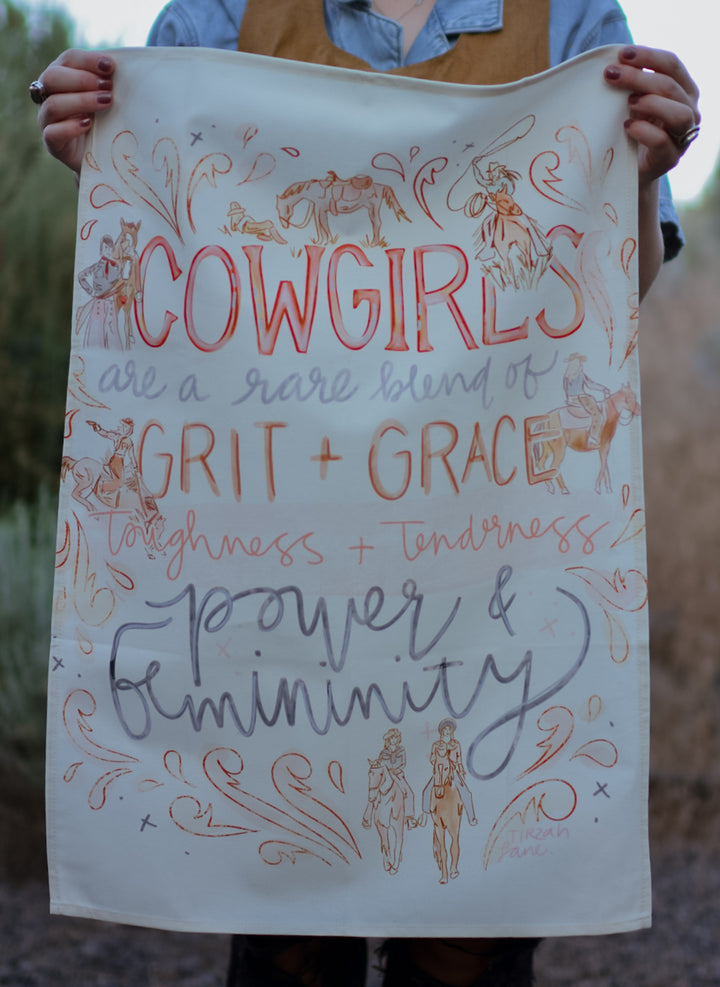 Grit And Grace Quote Rustic Farmhouse Kitchen Tea Towel