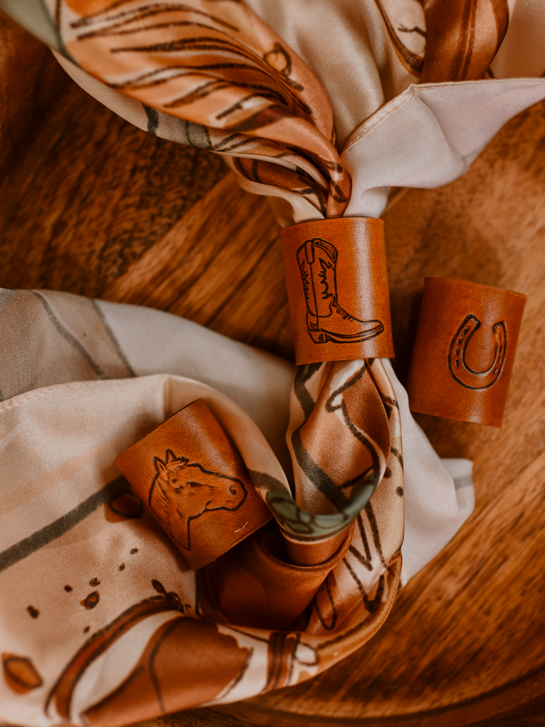 Howdy Cowboy Genuine Leather Scarf Slides