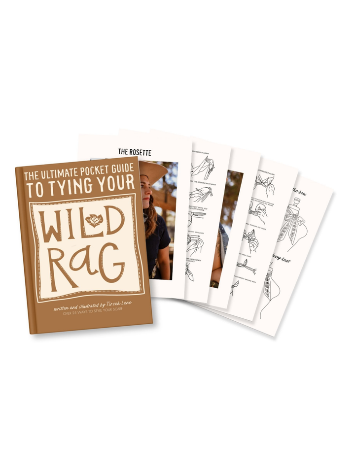 Digital Wild Rag Tying Guide, The Ultimate Pocket Guide to Tying Your Wild Rag, shown with sample pages of knot illustrations